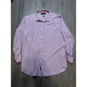 Report Collection Button Down Mens Large Red Check X4 Performance Stretch Slim